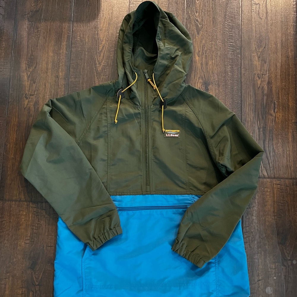 New LL Bean anorak pullover color block jacket medium